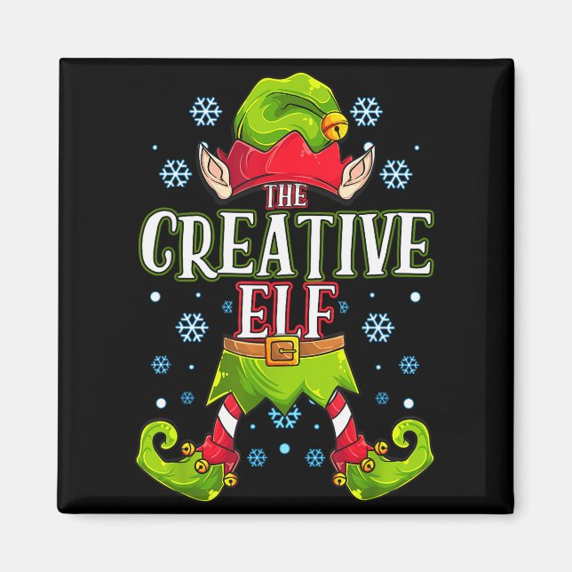 Creative Elf Matching Family Group Christmas Party Magnet (Front)