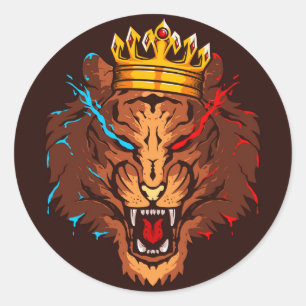 creative esport lion logo design classic round sti sticker