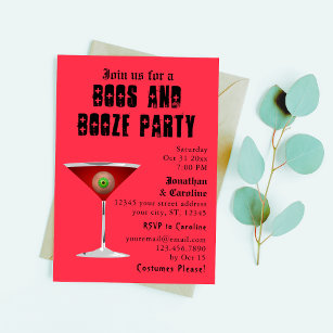 Creative Eyeball  Boos Booze Party Adult Scary Invitation