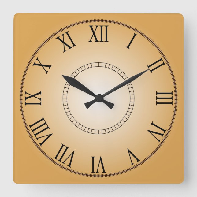 Creative Face Roman Numeral Square Wall Clock (Front)
