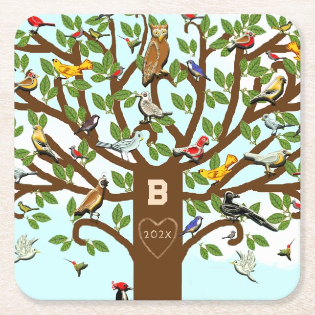 Creative Family Reunion Square Paper Coaster (Front)