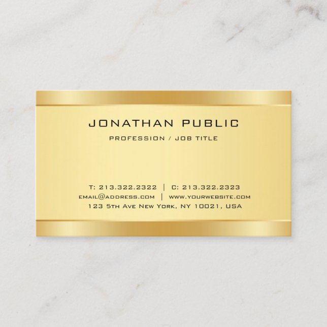 Creative Faux Gold Modern Simple Design Elegant Business Card (Front)