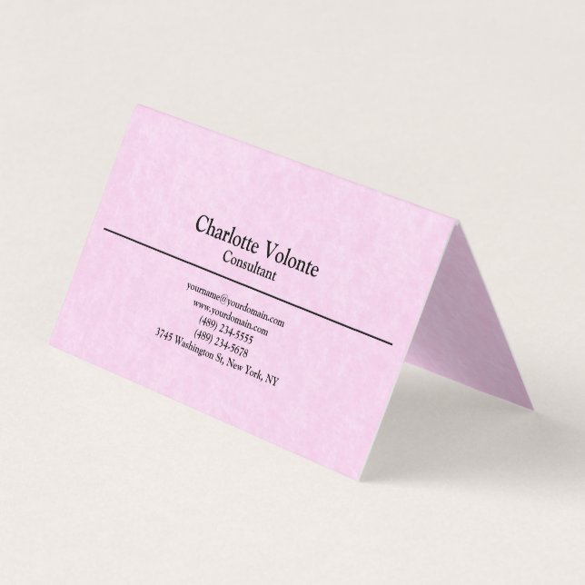 Creative Feminine Pink Trendy Plain Stylish Simple Business Card (Front)