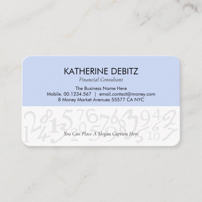 Creative Financial Numbers Design Business Card (Front)