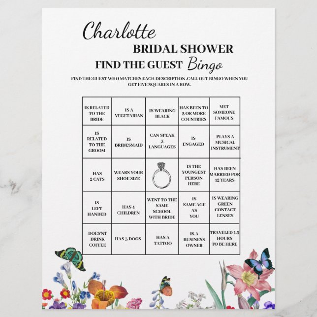 Creative Find The Guest Bridal Shower Bingo Flyer (Front)