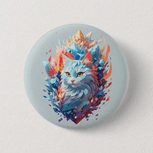 Creative Fire and Ice Cat Design 6 Cm Round Badge