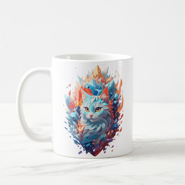 Creative Fire and Ice Cat Design Coffee Mug (Left)