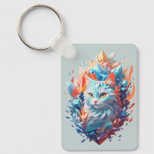Creative Fire and Ice Cat Design Key Ring