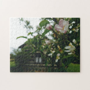 Creative flower old west cabin photo jigsaw puzzle