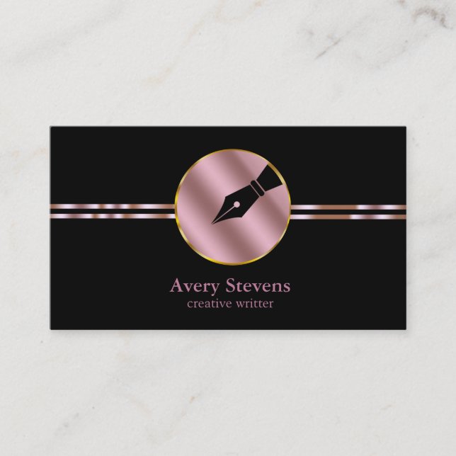 Creative Freelance Writer Calligraphy Nib Logo Business Card (Front)