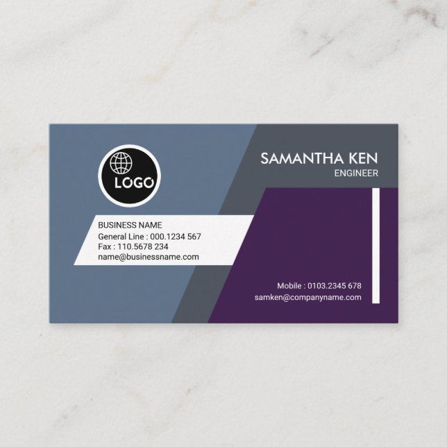 Creative Futuristic Trapezium Engineer Business Card (Front)