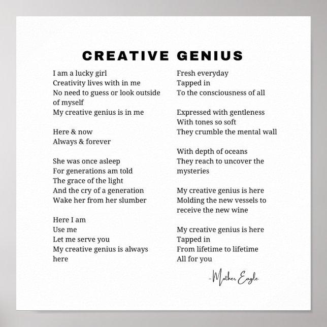 Creative Genius Inspirational Poem Wall Art Decor (Front)