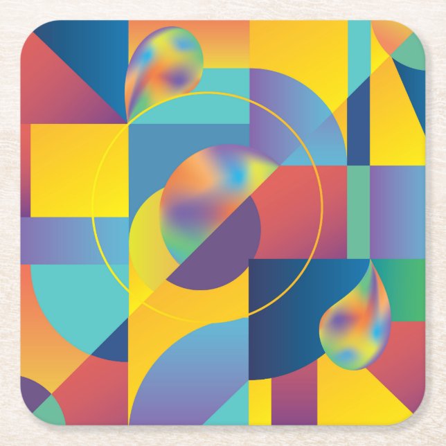 Creative Geometric: Abstract Vintage Cover. Square Paper Coaster (Front)