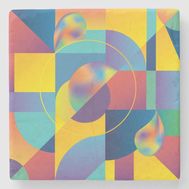 Creative Geometric: Abstract Vintage Cover. Stone Coaster (Front)