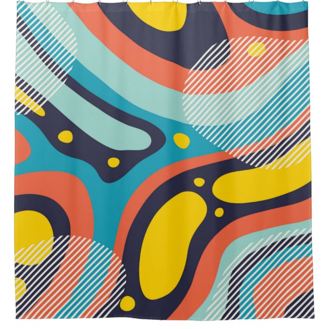 Creative geometric colourful background with patte shower curtain (Front)