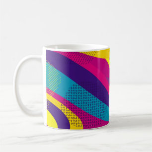 Creative geometric colourful bright background wit coffee mug