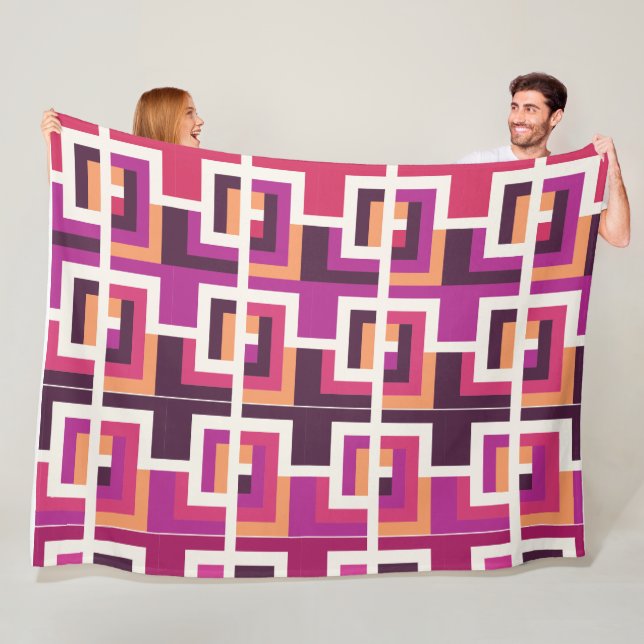 Creative geometry fuchsia and pink tones fleece blanket (In Situ)