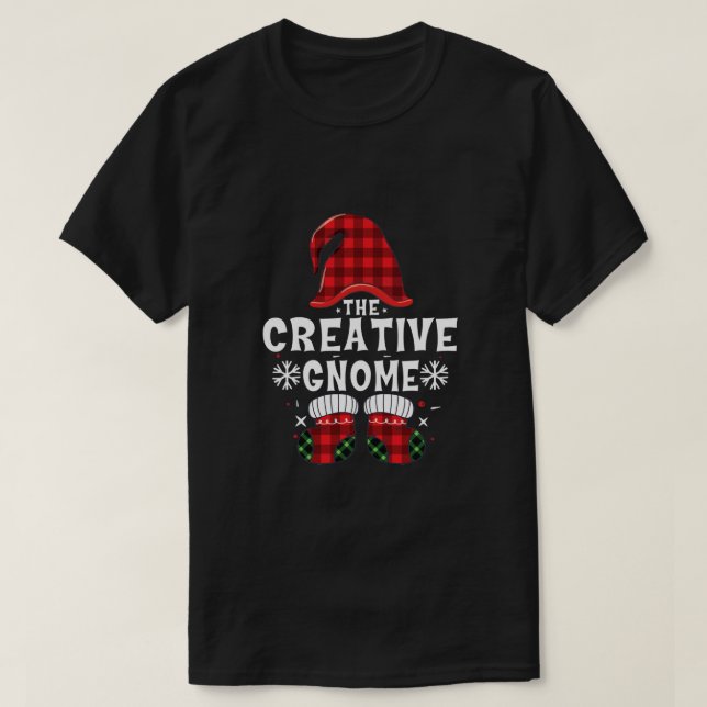 Creative Gnome Buffalo Plaid Christmas Family Gnom T-Shirt (Design Front)