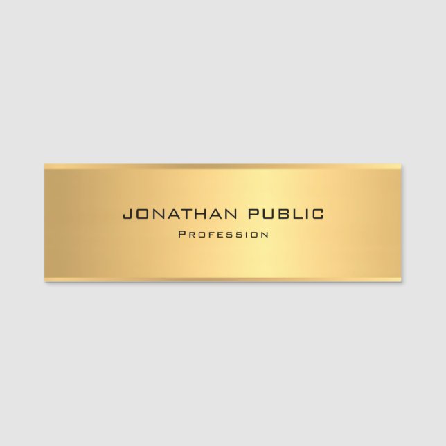 Creative Gold Background Template Modern Elegant Name Tag (Front)