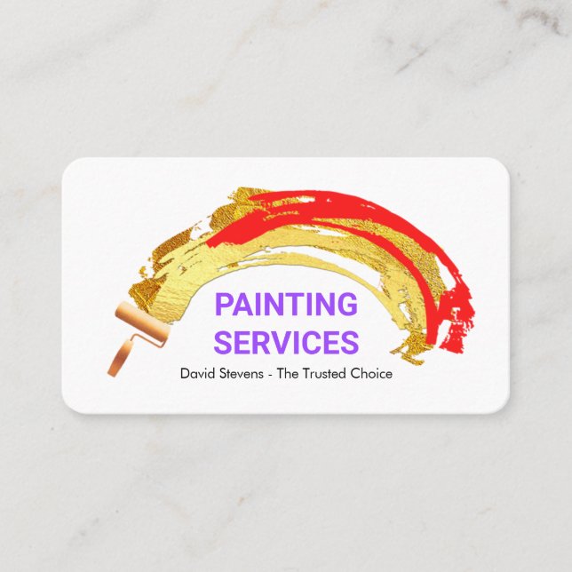 Creative Gold Brush Paint Splatter  Business Card (Front)