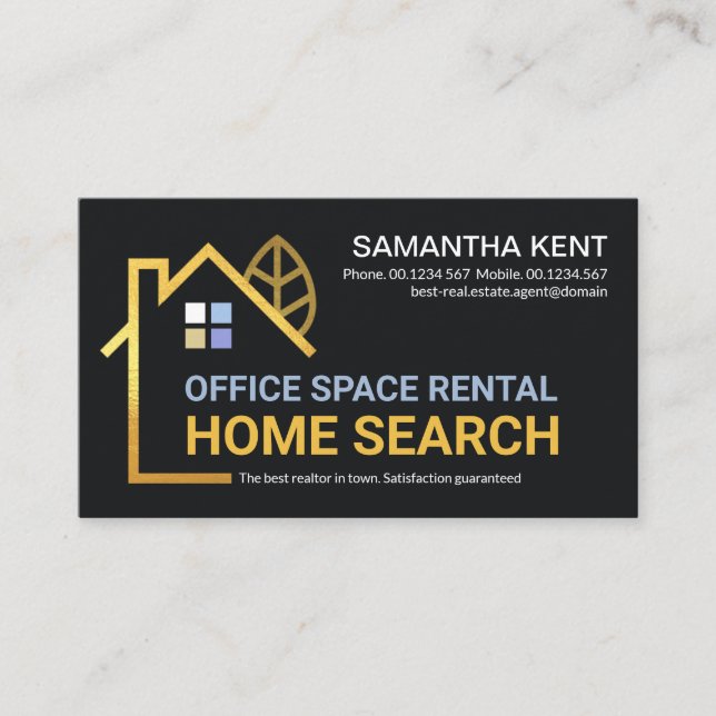Creative Gold Building Home Landscape Realtor Business Card (Front)