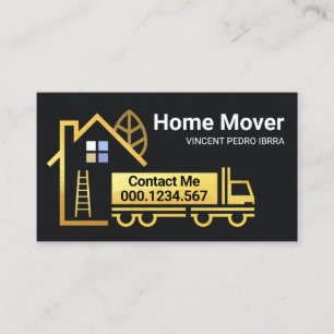 Creative Gold Building Moving Truck Business Card