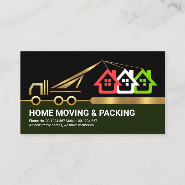Creative Gold Crane Border Home Moving Business Card (Front)
