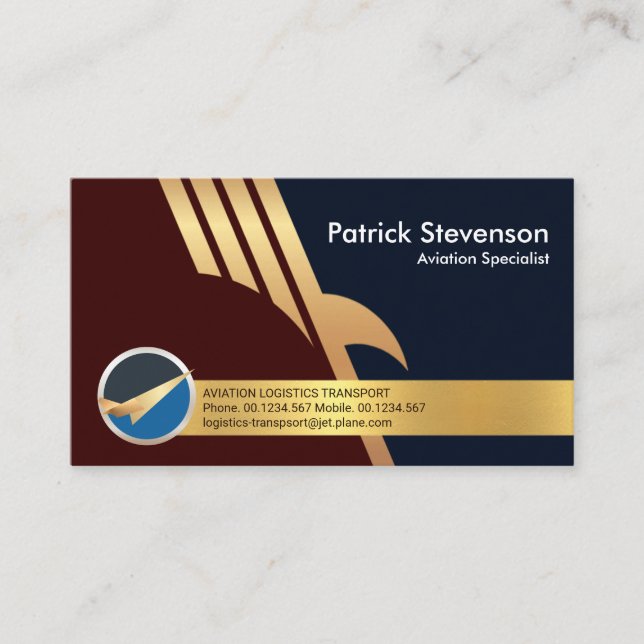 Creative Gold Eagle Falcon Wings Pilot Business Card (Front)
