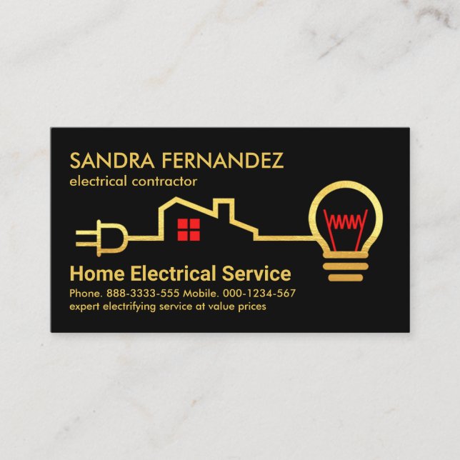 Creative Gold Electrical Home Circuit Business Card (Front)