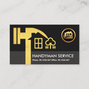 Creative Gold Hammer Home Landscape Construction Business Card