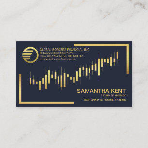 Creative Gold Investment Graph Frame Financial Business Card