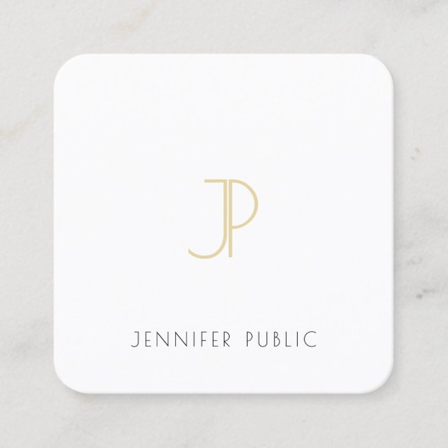 Creative Gold Monogram Design Luxury Chic Template Square Business Card (Front)