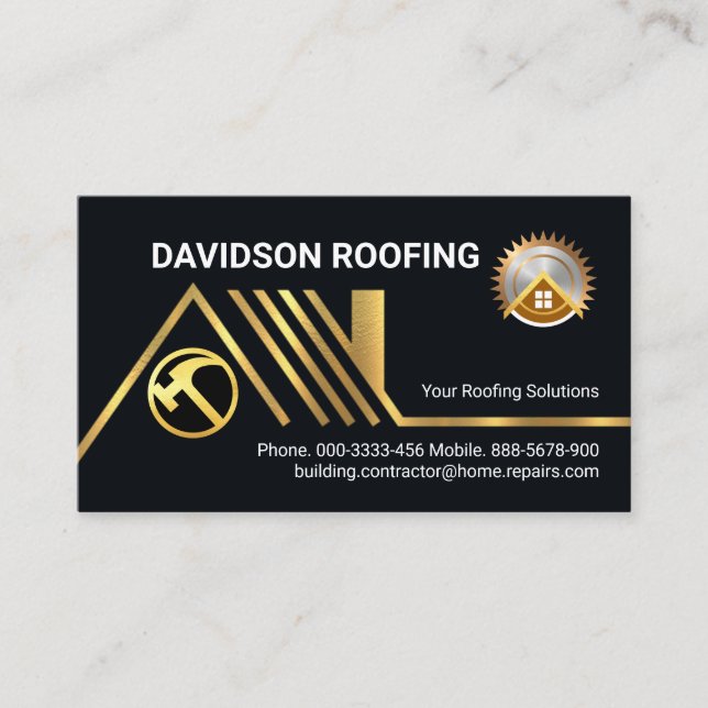 Creative Gold Roofing Rooftop Business Card (Front)
