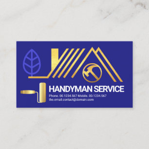 Creative Gold Rooftop Roller Brush Handyman Business Card