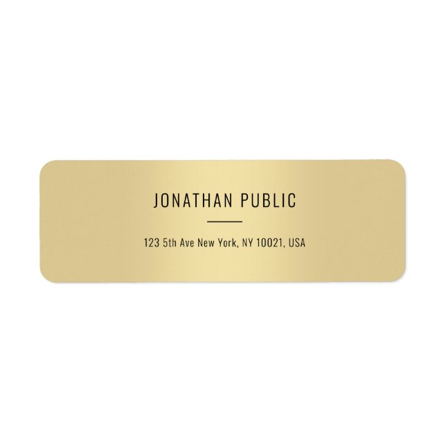 Creative Gold Template Chic Simple Return Address Label (Front)