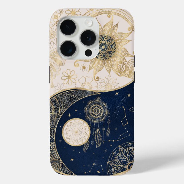 Creative Gold Yin Yang Night Day Mandala Case-Mate iPhone Case (Back)