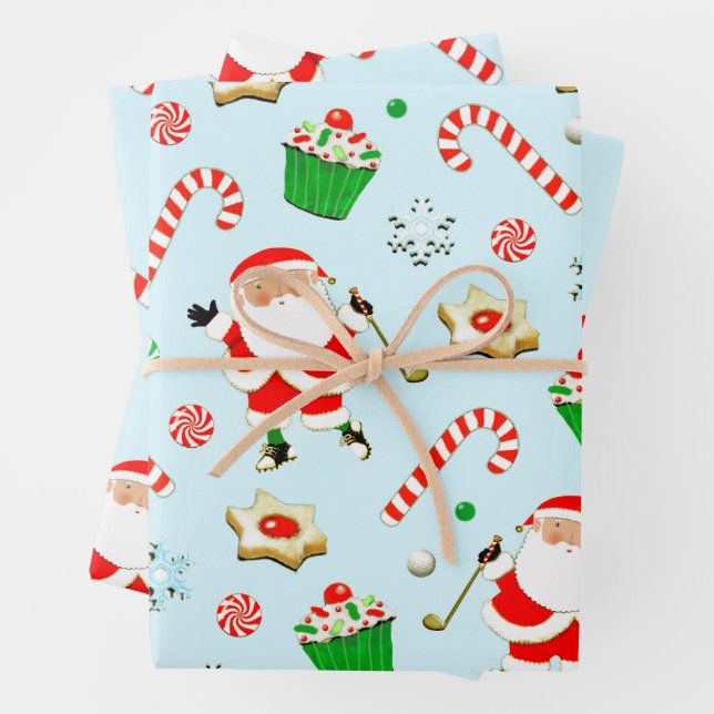 Creative Golf Christmas Holiday Gift Wrapping Paper Sheet (In situ)