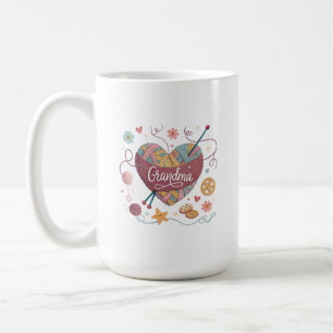 Creative Grandma Heart Yarn Design Whimsical Famil Coffee Mug