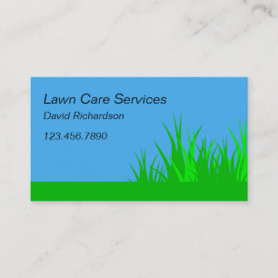 Creative Green Blue Lawn Mowing Care Services  Business Card