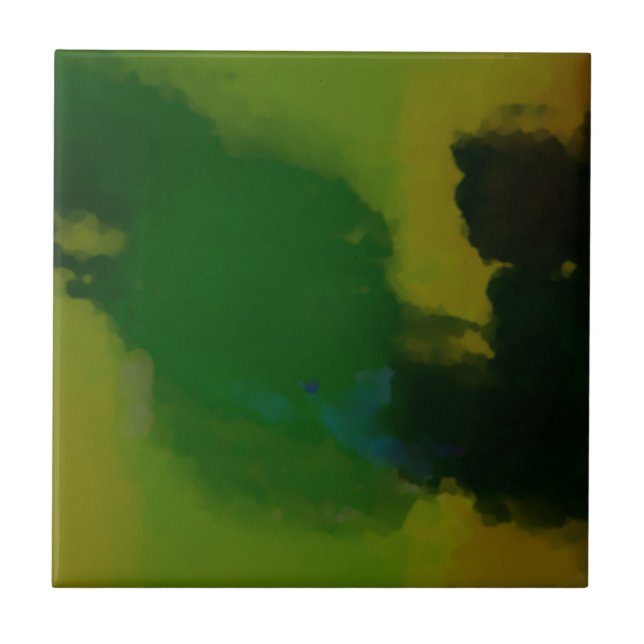Creative Green Yellow Abstract Ceramic Tile (Front)