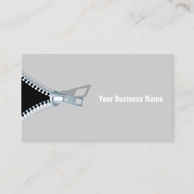 Creative Grey Zippered Professional Business Card (Front)