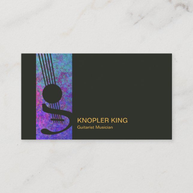 Creative Guitar Stylish Blue Grunge Musician Business Card (Front)