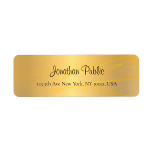 Creative Hand Script Name Gold Look Elegant Modern Return Address Label
