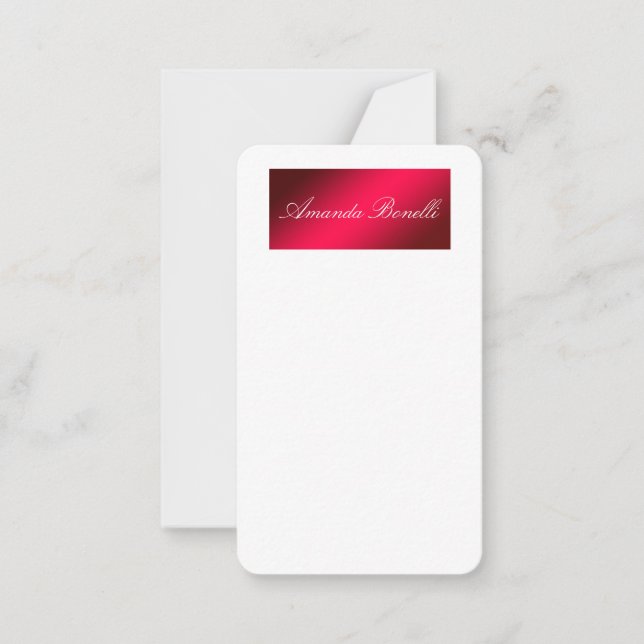 Creative Handwriting Elegant Modern Carmine Red Card (Front)