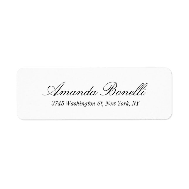 Creative Handwriting Simple Elegant Modern White Return Address Label (Front)