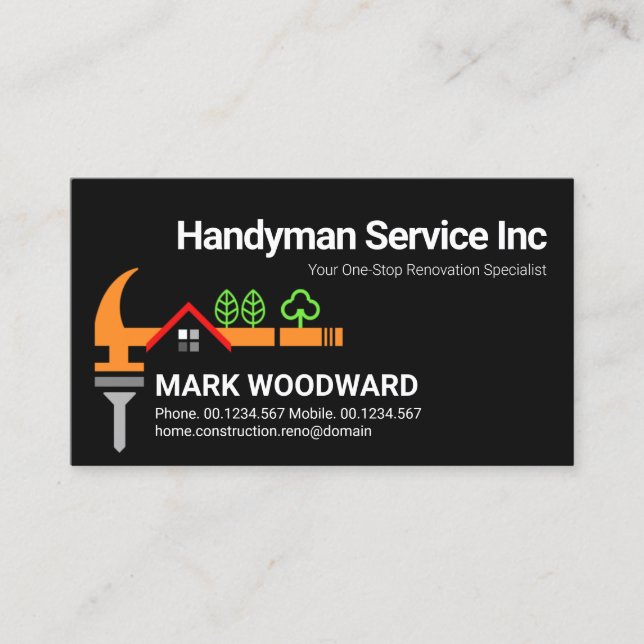Creative Handyman Hammer Home Business Card (Front)