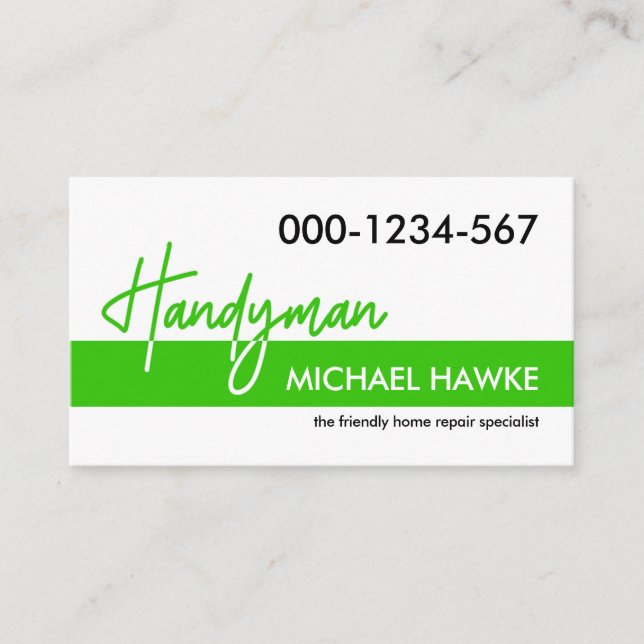 Creative Handyman Signage Builder Business Card (Front)
