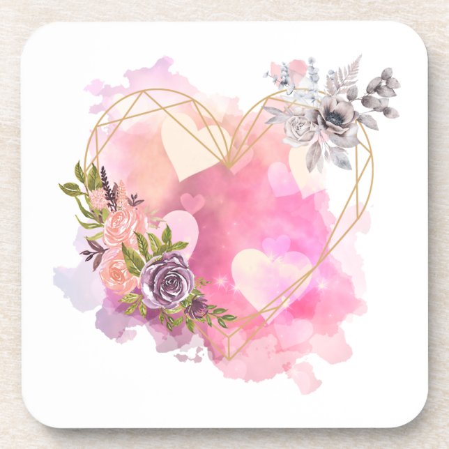 Creative Heart striped with Water Colour Splash    Coaster (Front)