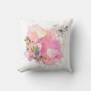Creative Heart striped with Water Colour Splash Cushion