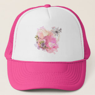 Creative Heart striped with Water Colour Splash  Trucker Hat